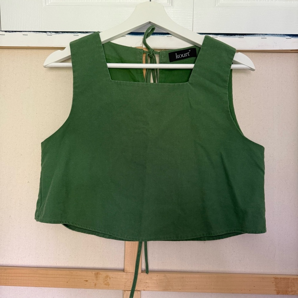 Chic Green Set with Crop Top and bell bottom pants